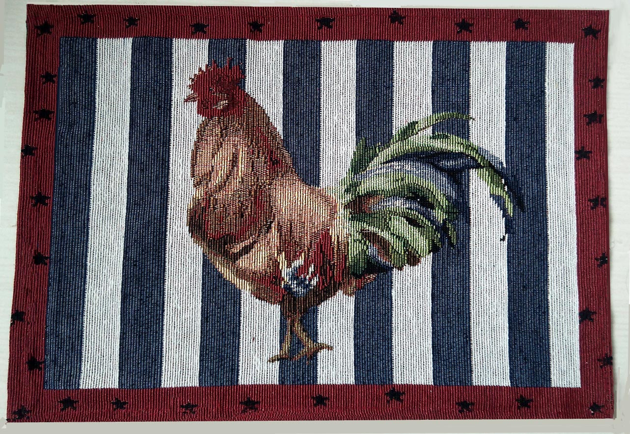 CLEARANCE Fabric Woven Tapestry Placemats-Americana Rooster