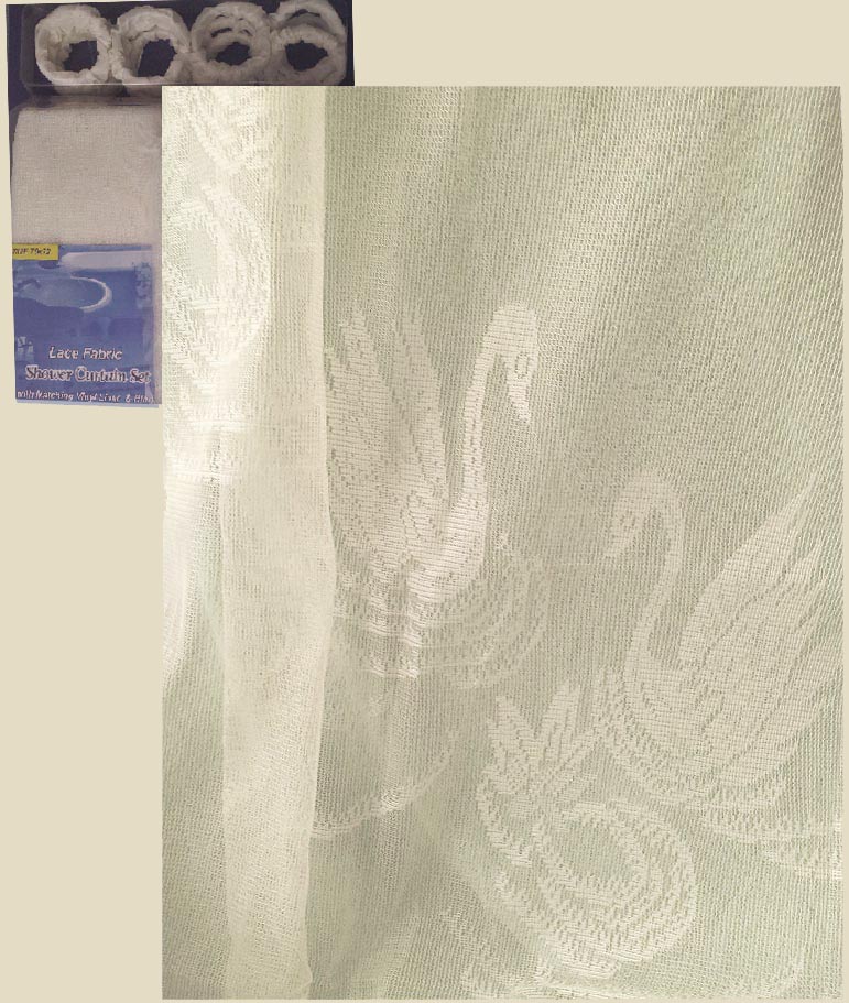* A Classic Champagne Swan Shower Curtain Washable Lace