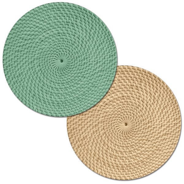 !  A Basketweave Round Reversible Colors Plastic Placemat