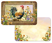 ! 4 Country Charm Farm Rooster Sunflower Placemats  -