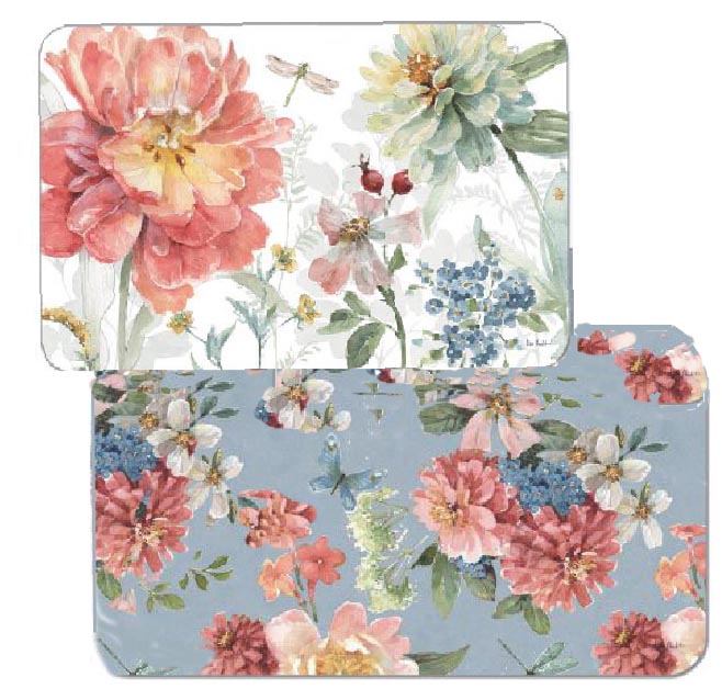 ! - Floral 4 Reversible Plastic Placemats Spring Meadow