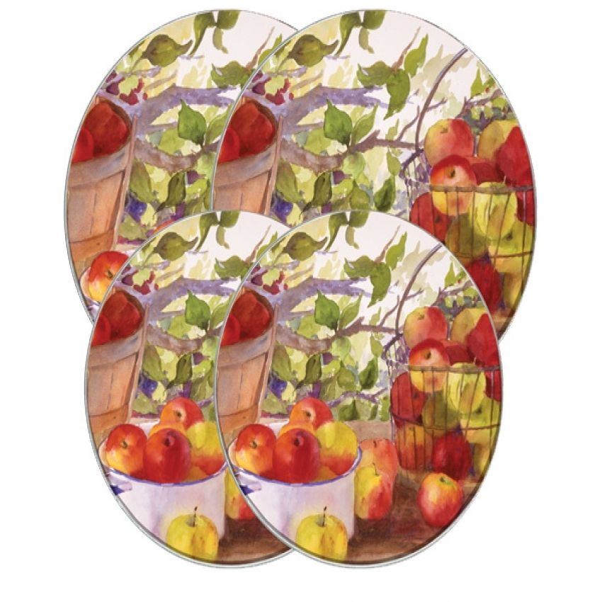 Country Apple Baskets Round Metal Burner Covers