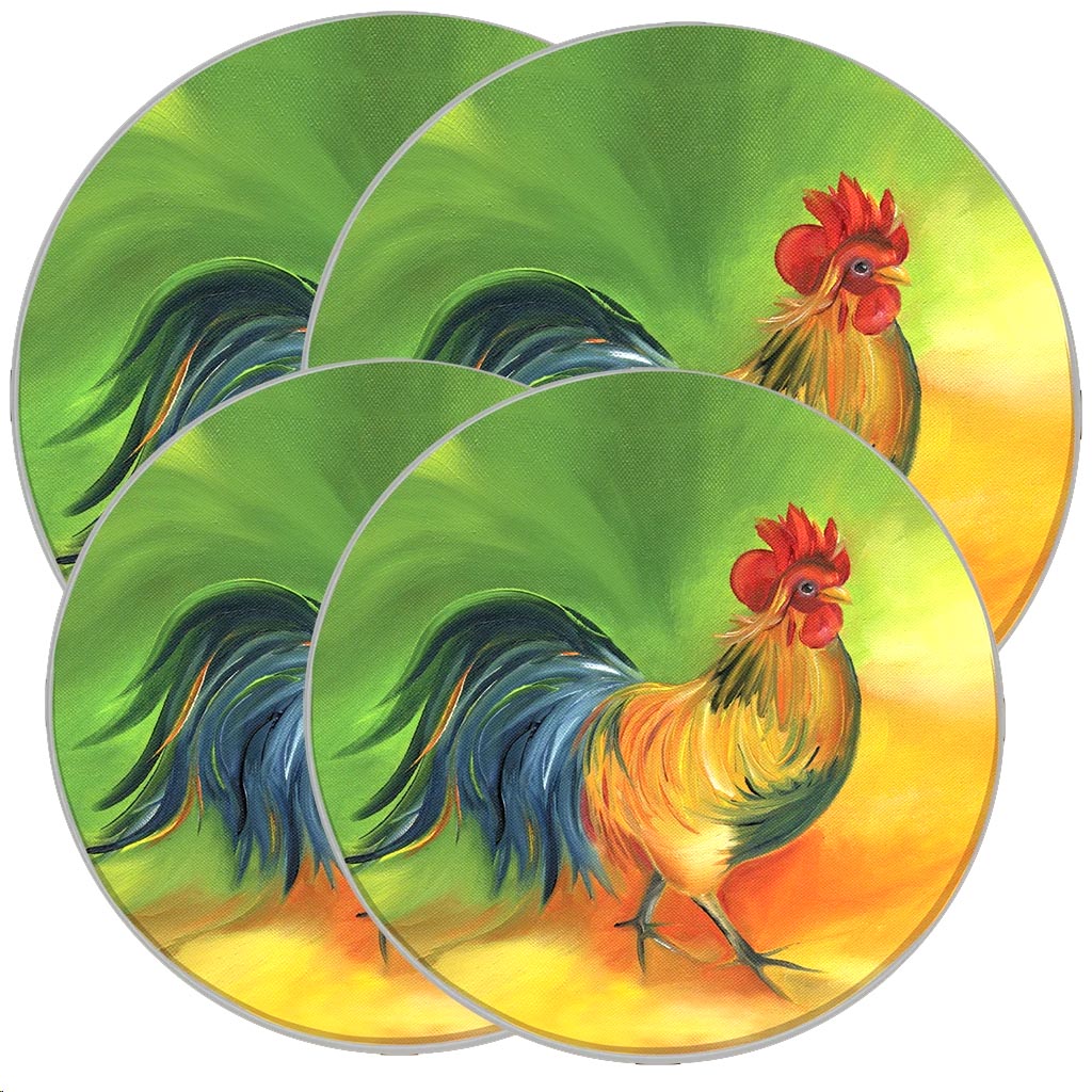 * - 4 Round Metal Stove Burner Covers Rooster-doodle-do