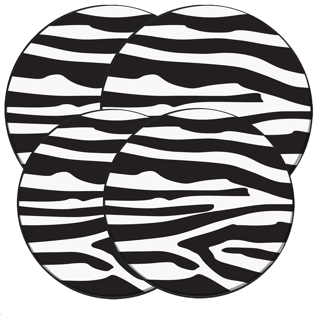 !- Black and White Zebra Stripe Round Metal Stove Burner Covers